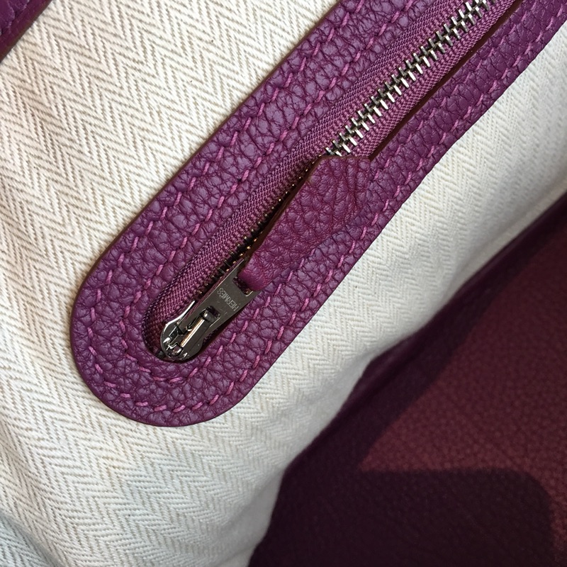 Hermes Garden Party 30cm Tote Handbag In Purple Clemence Leather